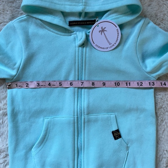 Oceans Of Love And Happiness | Blue Zip Up Hoodie | 4T - Picture 10 of 13